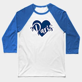 Paris with blue colored heart Baseball T-Shirt